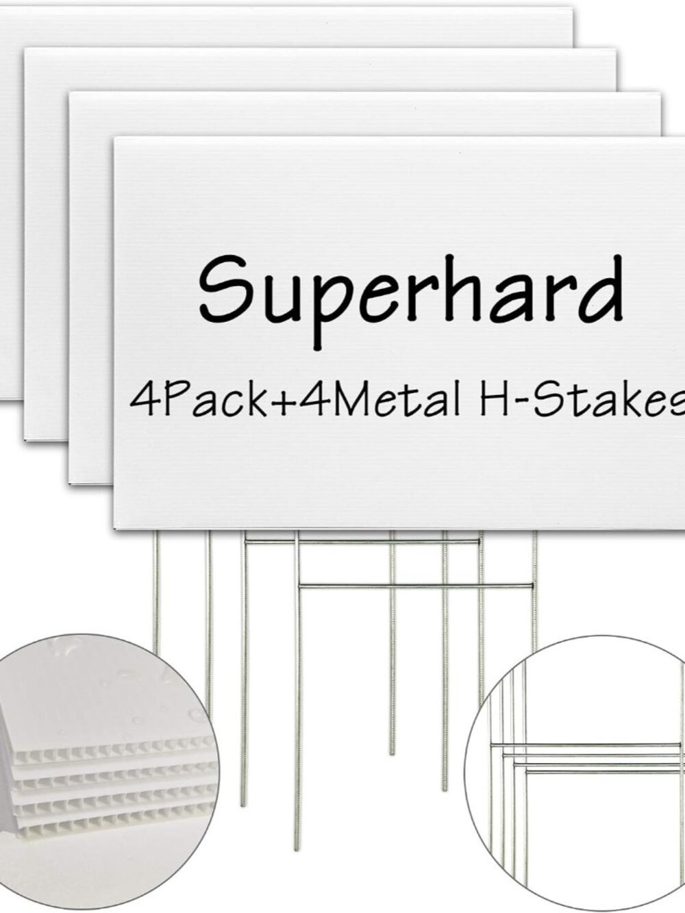 Blank Yard Lawn Signs, 4 Pack 18 x 12 Inches White Plastic For Happy Birthday,Ga